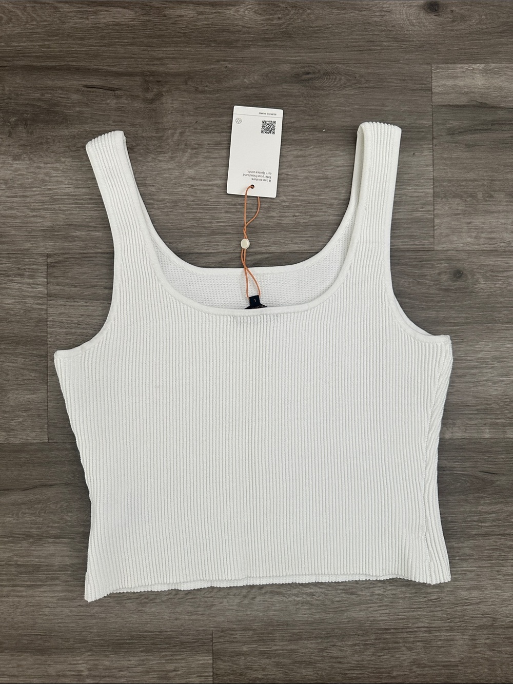 Quince Cropped Square Neck Ribbed Knit Tank Large - Picture 4 of 5